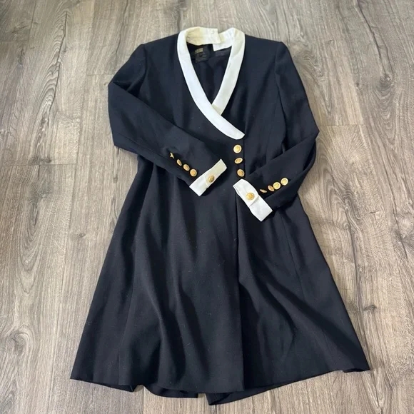 Vintage Escada Couture Black White romper Dress with Gold Accents size 36 - Picture 11 of 14